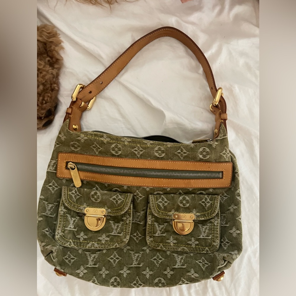 Vintage green denim Louis Vuitton bag